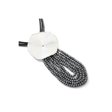 Load image into Gallery viewer, Silver Lilypad on Black Cord with Sparkly Bead Tassle Adjustable Length Necklace from Frinkle