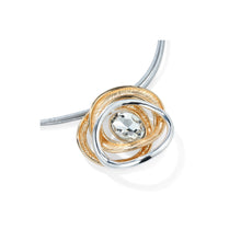 Load image into Gallery viewer, Whirlwind - Crystal and Yellow Gold Swirl Pendant on Silver Leather Adjustable Necklace from Frinkle