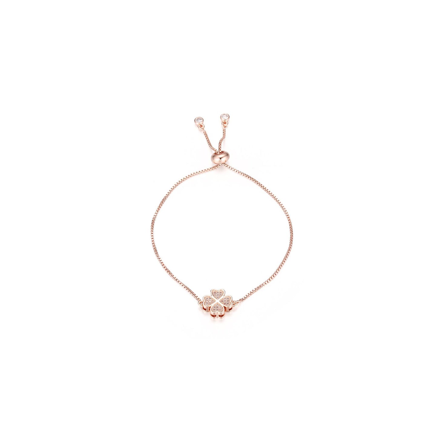 Lucky You - Rose Gold Clover Slider Bracelet - from Frinkle