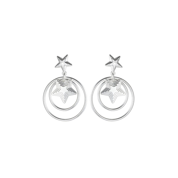 Frinkle Star - Silver Star in Circles Oversized Earrings - from Frinkle