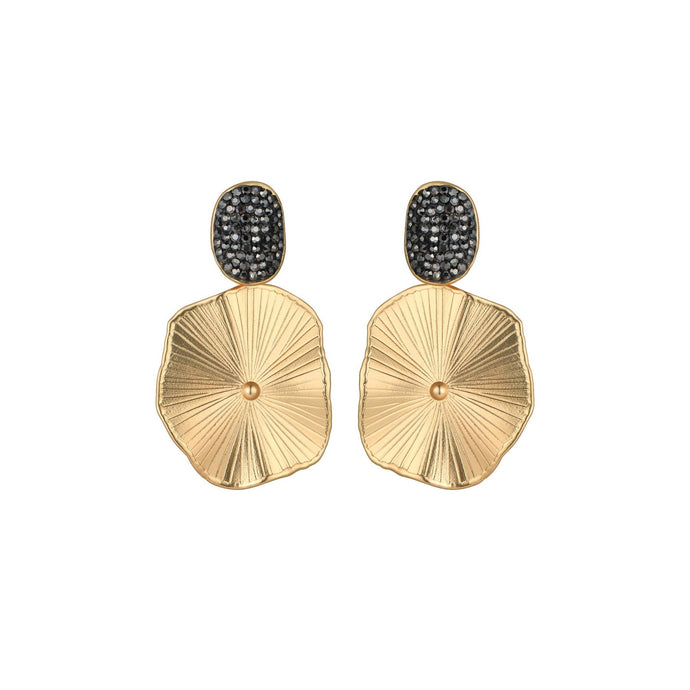 Yellow Gold and Black Lilypad Oversized Earrings - from Frinkle
