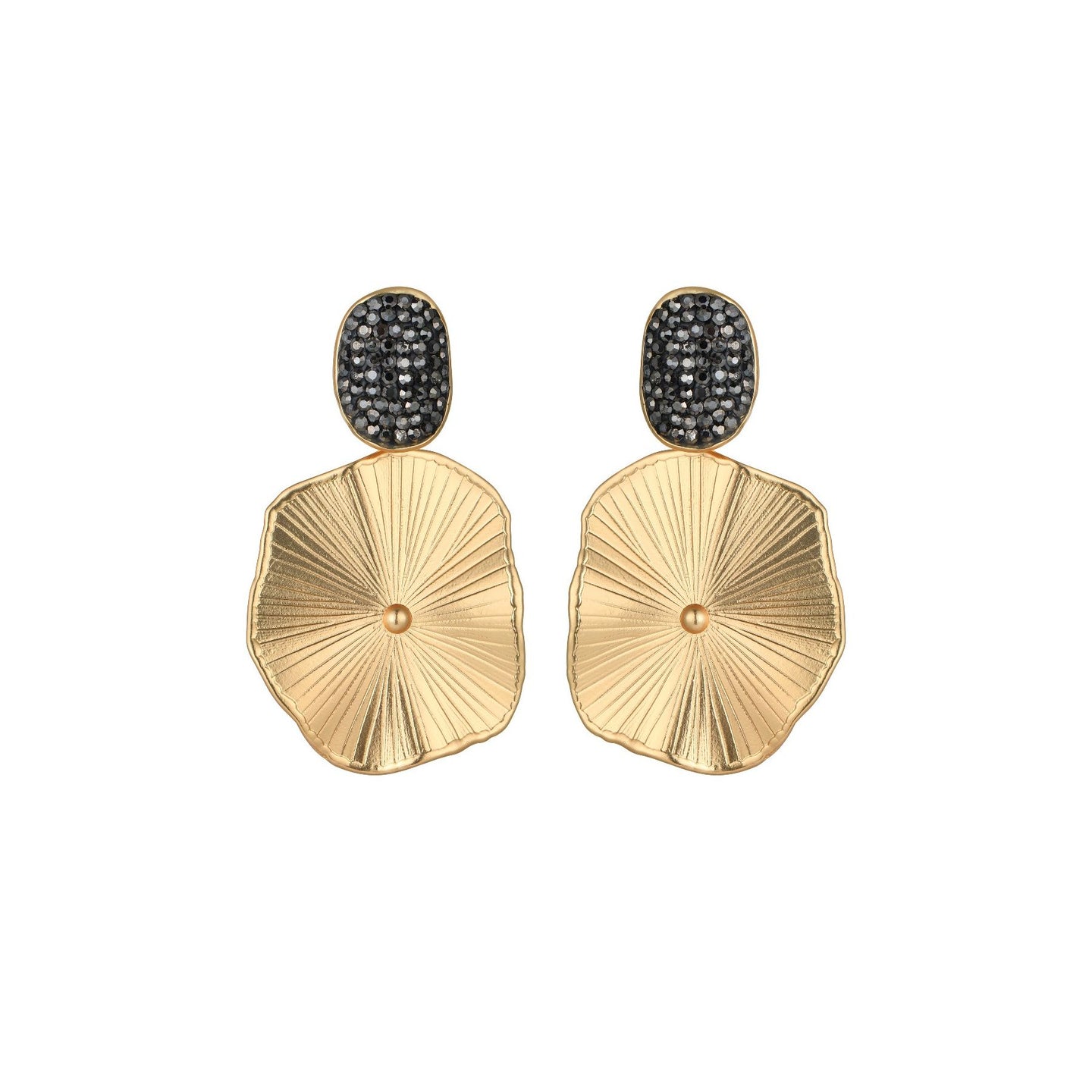 Yellow Gold and Black Lilypad Oversized Earrings - from Frinkle