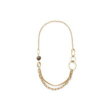 Load image into Gallery viewer, Party - Yellow Gold Mixed Link Chains with Brown Pebble Long Necklace from Frinkle
