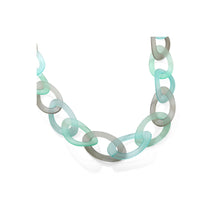 Load image into Gallery viewer, Skimming Stones - Blue Green and Grey Sheer Link Long Necklace - from Frinkle
