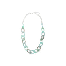 Load image into Gallery viewer, Skimming Stones - Blue Green and Grey Sheer Link Long Necklace - from Frinkle
